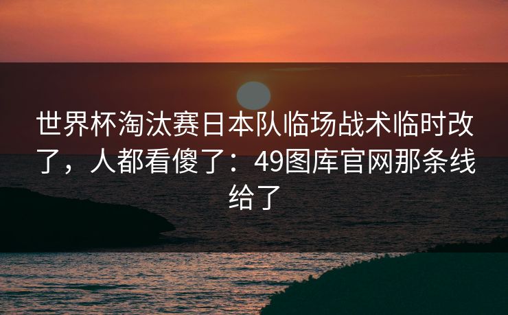 世界杯淘汰赛日本队临场战术临时改了，人都看傻了：49图库官网那条线给了