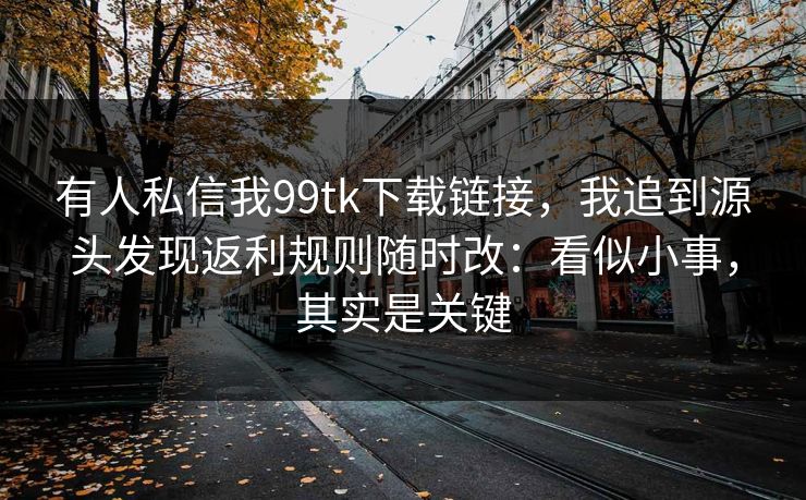 有人私信我99tk下载链接，我追到源头发现返利规则随时改：看似小事，其实是关键