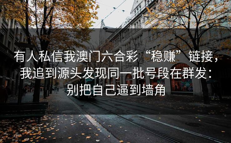 有人私信我澳门六合彩“稳赚”链接，我追到源头发现同一批号段在群发：别把自己逼到墙角