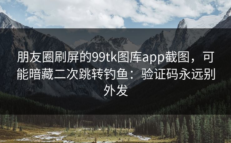 朋友圈刷屏的99tk图库app截图，可能暗藏二次跳转钓鱼：验证码永远别外发