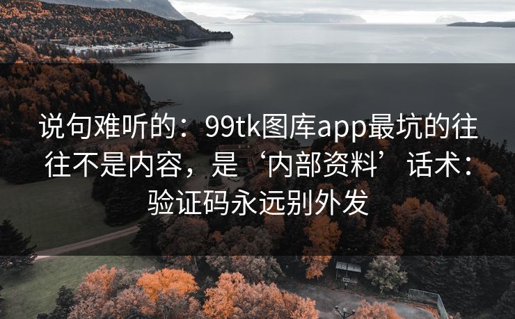 说句难听的：99tk图库app最坑的往往不是内容，是‘内部资料’话术：验证码永远别外发