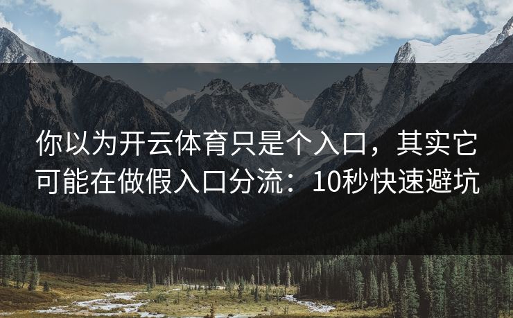 你以为开云体育只是个入口，其实它可能在做假入口分流：10秒快速避坑
