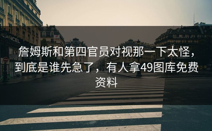 詹姆斯和第四官员对视那一下太怪，到底是谁先急了，有人拿49图库免费资料