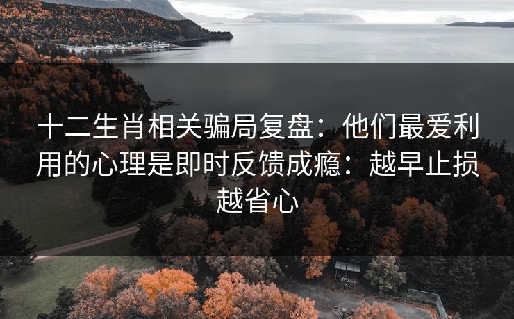 十二生肖相关骗局复盘：他们最爱利用的心理是即时反馈成瘾：越早止损越省心