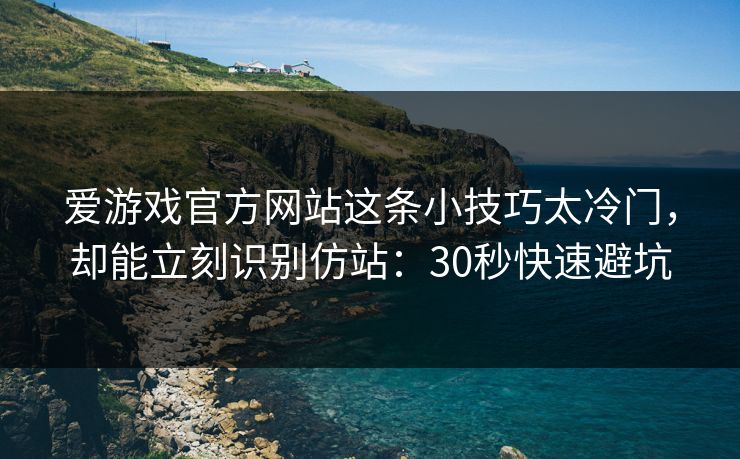 爱游戏官方网站这条小技巧太冷门，却能立刻识别仿站：30秒快速避坑