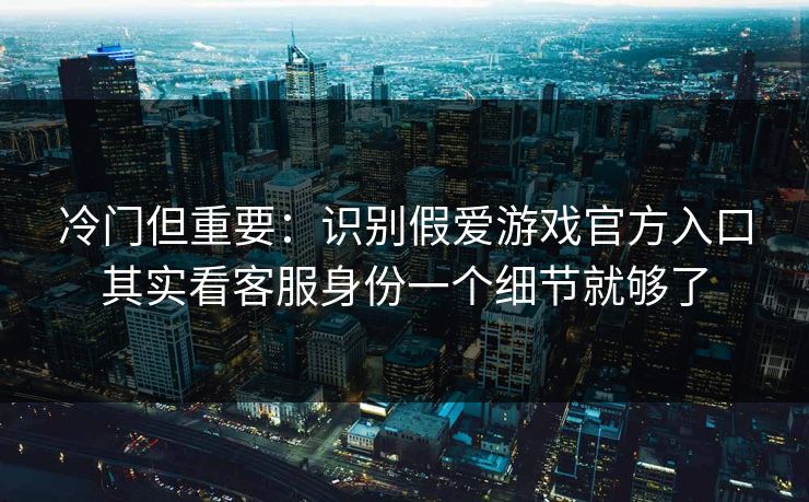 冷门但重要：识别假爱游戏官方入口其实看客服身份一个细节就够了